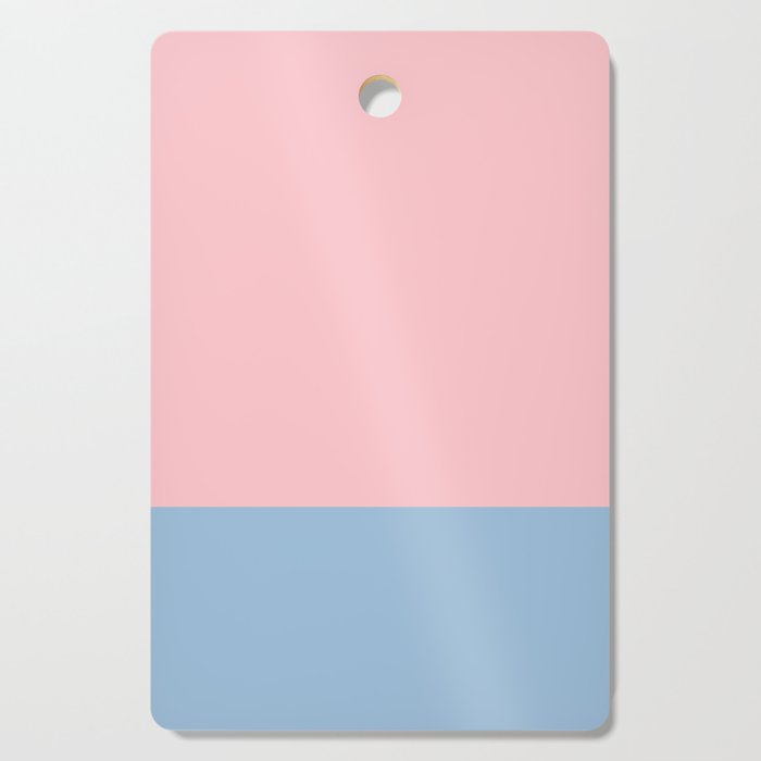 Minimalist Color Block Striped Solid in Pastel Pink and Baby Blue Cutting Board Gallery Image 1
