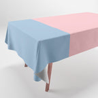 Minimalist Color Block Striped Solid in Pastel Pink and Baby Blue Tablecloth Gallery Image 1