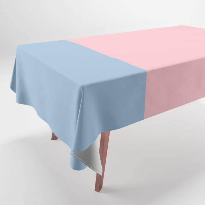 Minimalist Color Block Striped Solid in Pastel Pink and Baby Blue Tablecloth Gallery Image 1