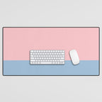 Minimalist Color Block Striped Solid in Pastel Pink and Baby Blue Desk Mat Gallery Image 1