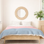 Minimalist Color Block Striped Solid in Pastel Pink and Baby Blue Duvet Cover Gallery Image 3