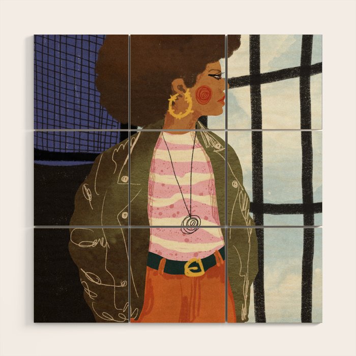 Girl with Golden Earing Wood Wall Art Gallery Image 1