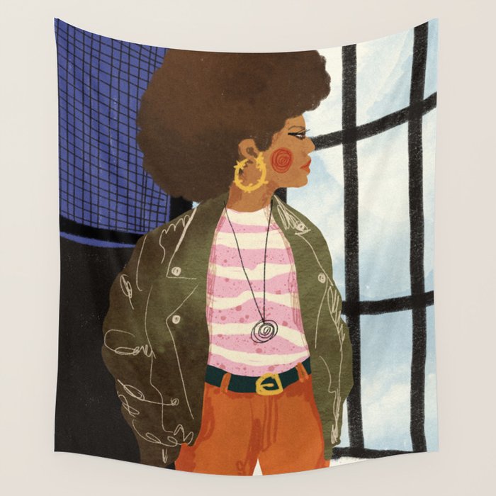 Girl with Golden Earing Wall Tapestry Gallery Image 4