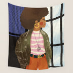 Girl with Golden Earing Wall Tapestry Gallery Image 4