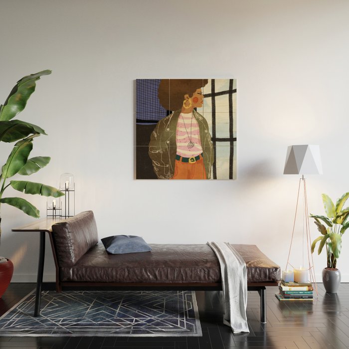 Girl with Golden Earing Wood Wall Art Gallery Image 2