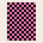 Checkered Checked Check Retro Pattern in Hot Pink and Black Poster Gallery Image 4