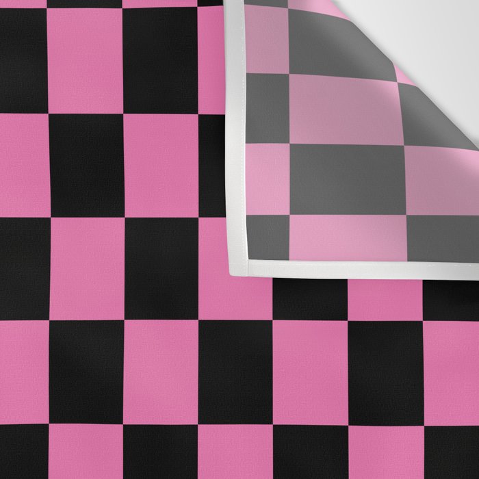 Checkered Checked Check Retro Pattern in Hot Pink and Black Wall Tapestry Gallery Image 3