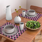 Checkered Checked Check Retro Pattern in Hot Pink and Black Placemat Gallery Image 2