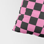 Checkered Checked Check Retro Pattern in Hot Pink and Black Pillow Sham Gallery Image 4