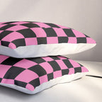 Checkered Checked Check Retro Pattern in Hot Pink and Black Pillow Sham Gallery Image 3