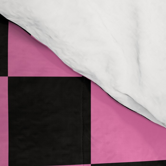 Checkered Checked Check Retro Pattern in Hot Pink and Black Comforter Gallery Image 4