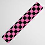 Checkered Checked Check Retro Pattern in Hot Pink and Black Table Runner Gallery Image 3