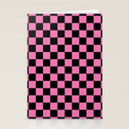 Checkered Checked Check Retro Pattern in Hot Pink and Black Stationery Card Gallery Image 2
