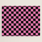 Checkered Checked Check Retro Pattern in Hot Pink and Black Jigsaw Puzzle Gallery Image 1