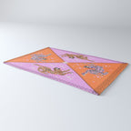Retro vintage flying tiger geometric illustration in pink and orange background  Rug Gallery Image 3