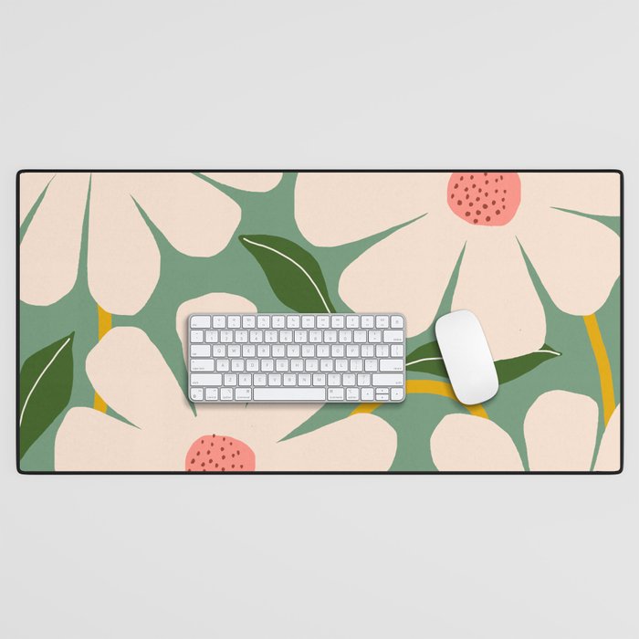 Wild Daisies - green Desk Mat Gallery Image 1