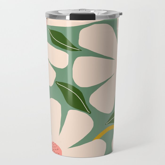Wild Daisies - green Travel Mug Gallery Image 1