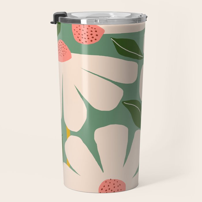 Wild Daisies - green Travel Mug Gallery Image 3