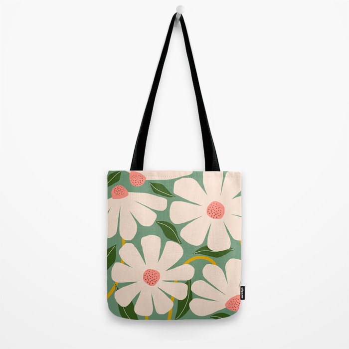 Wild Daisies - green Tote Bag Gallery Image 2