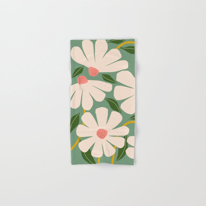Wild Daisies - green Bath Towel Gallery Image 1