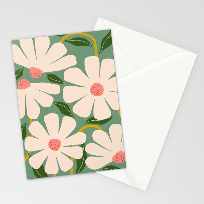 Wild Daisies - green Stationery Card Gallery Image 2