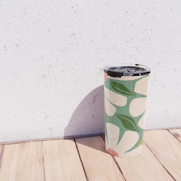 Wild Daisies - green Travel Mug Gallery Image 4