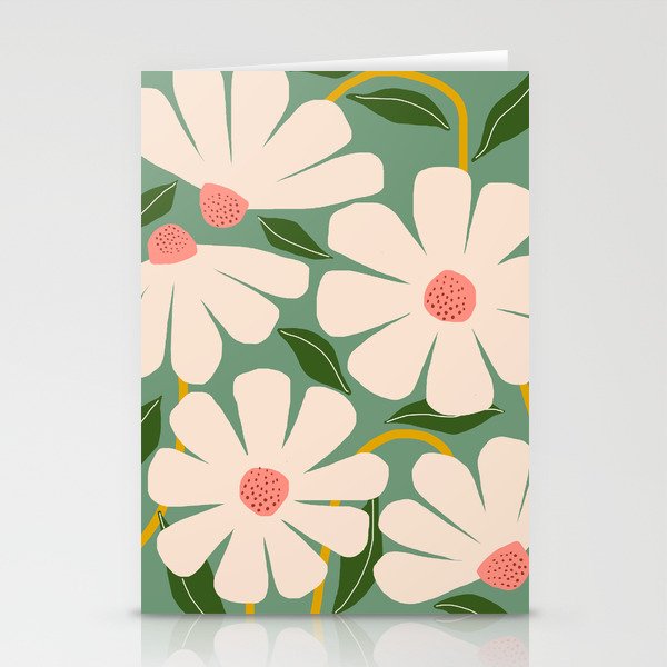 Wild Daisies - green Stationery Card Gallery Image 1