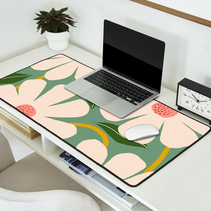 Wild Daisies - green Desk Mat Gallery Image 2