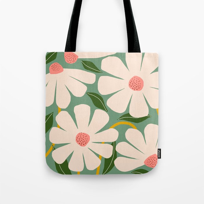 Wild Daisies - green Tote Bag Gallery Image 1