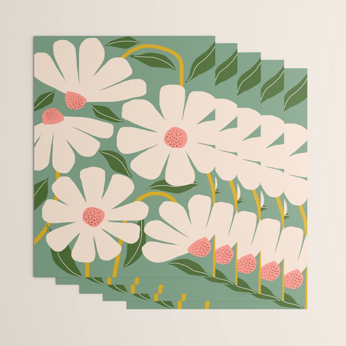 Wild Daisies - green Wrapping Paper Gallery Image 3