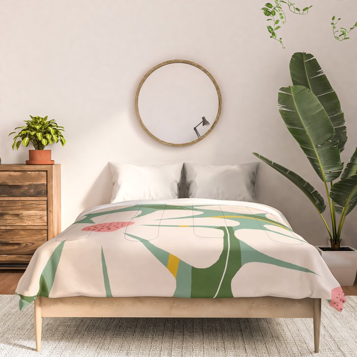 Wild Daisies - green Comforter Gallery Image 3