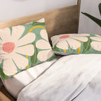 Wild Daisies - green Pillow Sham Gallery Image 2
