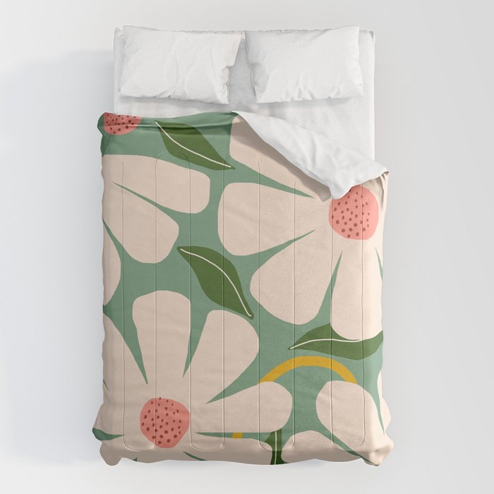 Wild Daisies - green Comforter Gallery Image 6