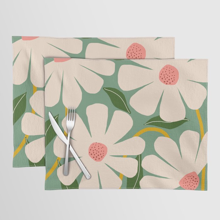 Wild Daisies - green Placemat Gallery Image 1