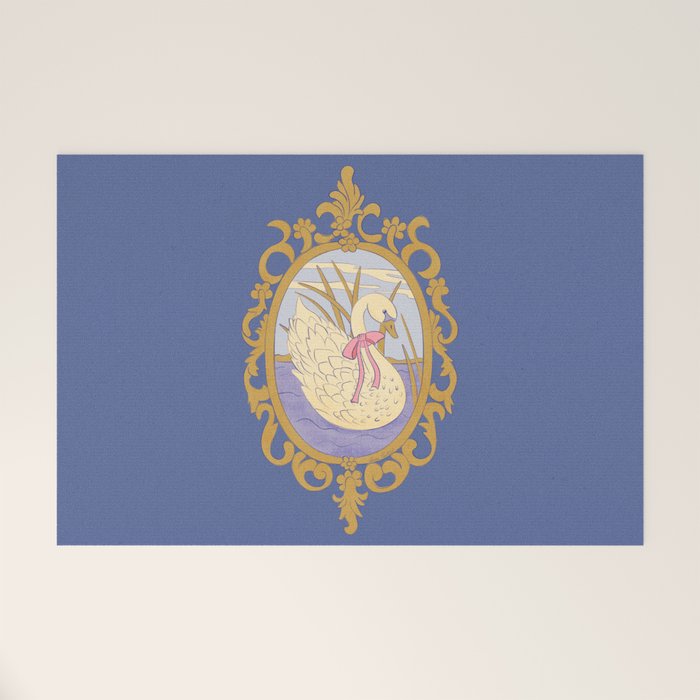 Whimsical Swan with Bow Cottagecore Fairytale Storybook Nursery Wall Art Welcome Mat Gallery Image 1