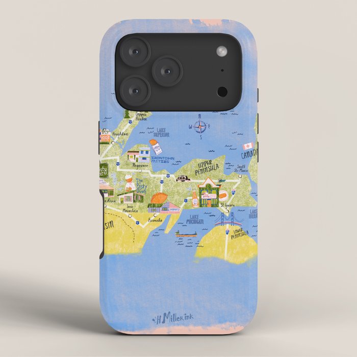 Map of Northern Michigan - Pasty Tour in Peach iPhone Case Gallery Image 3