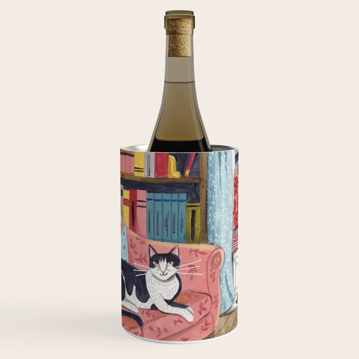 Cat on sofa in London pastel colours Wine Chiller Gallery Image 1