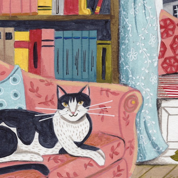 Cat on sofa in London pastel colours Coffee Mug Gallery Image 2