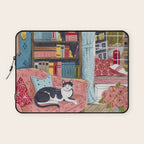 Cat on sofa in London pastel colours Laptop Sleeve Gallery Image 1