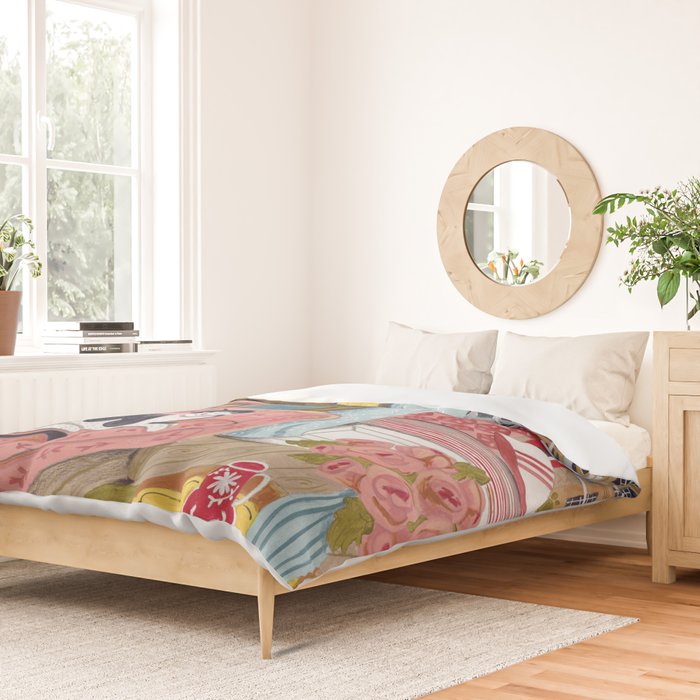 Cat on sofa in London pastel colours Duvet Cover Gallery Image 2