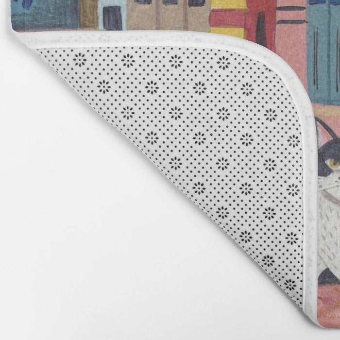 Cat on sofa in London pastel colours Bath Mat Gallery Image 2