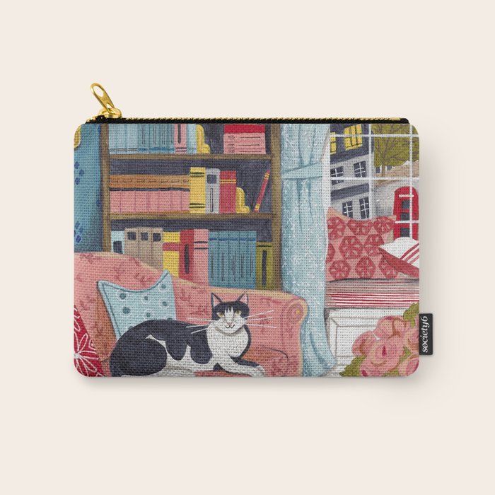 Cat on sofa in London pastel colours Carry All Pouch Gallery Image 1