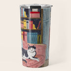 Cat on sofa in London pastel colours Travel Mug Gallery Image 1