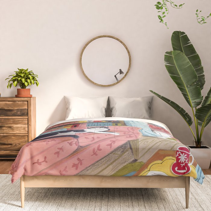 Cat on sofa in London pastel colours Comforter Gallery Image 3