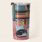 Cat on sofa in London pastel colours Travel Mug Gallery Image 3