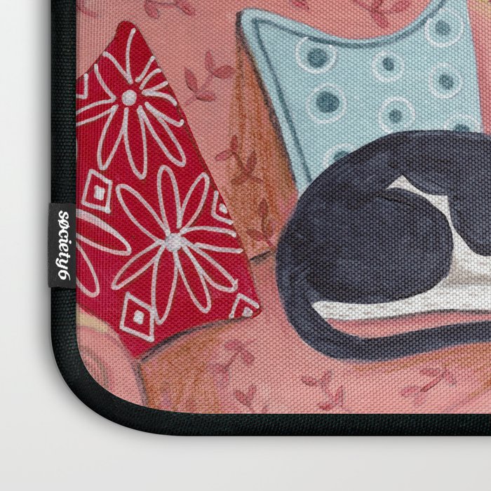 Cat on sofa in London pastel colours Laptop Sleeve Gallery Image 3