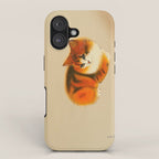 Orange Fluffy Kitten Japanese vintage Woodblock Print iPhone Case Gallery Image 1