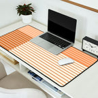 Color Block Line Abstract LXXIX Pantone Peach Fuzz Desk Mat Gallery Image 2