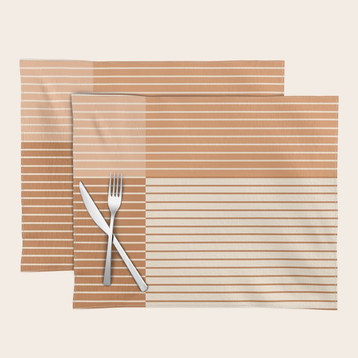 Color Block Line Abstract LXXIX Pantone Peach Fuzz Placemat Gallery Image 1