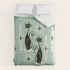 Mid Century Meow Retro Atomic Cats Mint Comforter Gallery Image 6